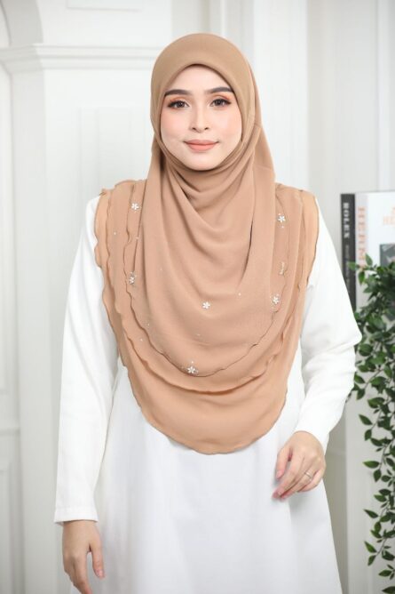 3 Layer Hijab - Gold Brown