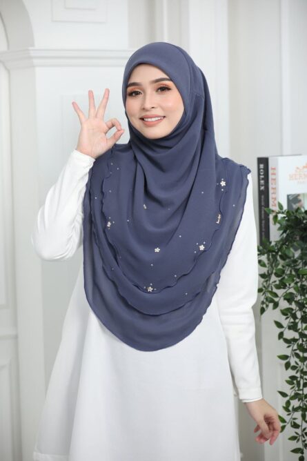 3 Layer Hijab - Blueish Ash