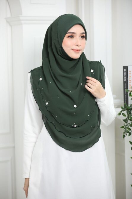 3 Layer Hijab - Bottle Green