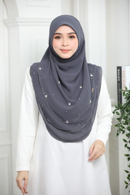 3 Layer Hijab - Dark Ash