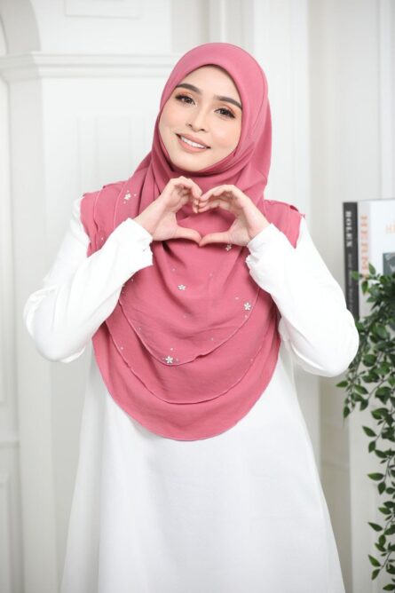 3 Layer Hijab - Hot Pink