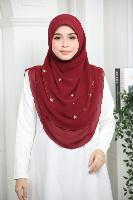 3 Layer Hijab - Meroon