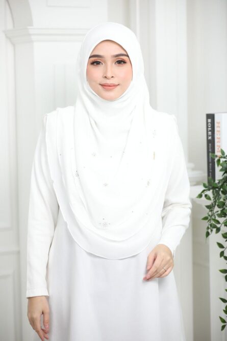 3 Layer Hijab - Milky White