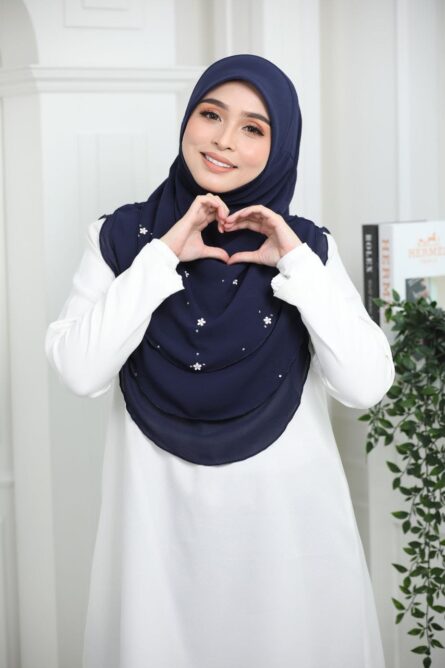 3 Layer Hijab - Navy Blue
