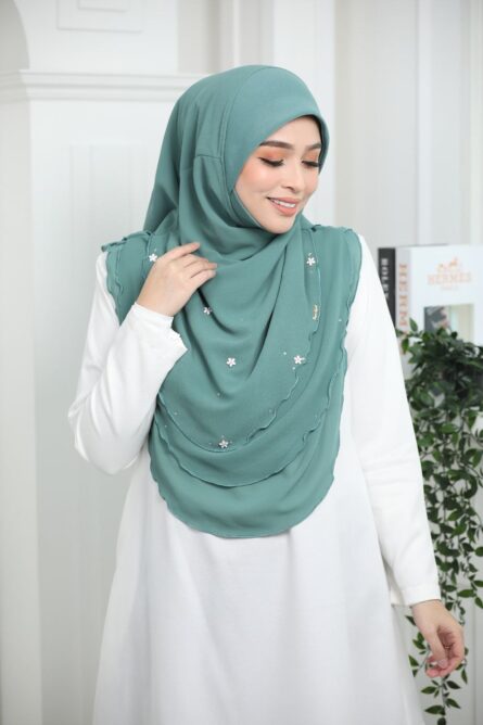 3 Layer Hijab - Ocean Green