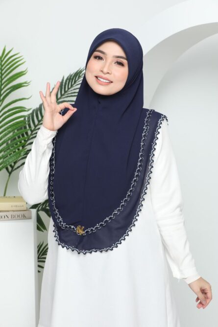 ADULT PIQU HIJAB - Navy Blue