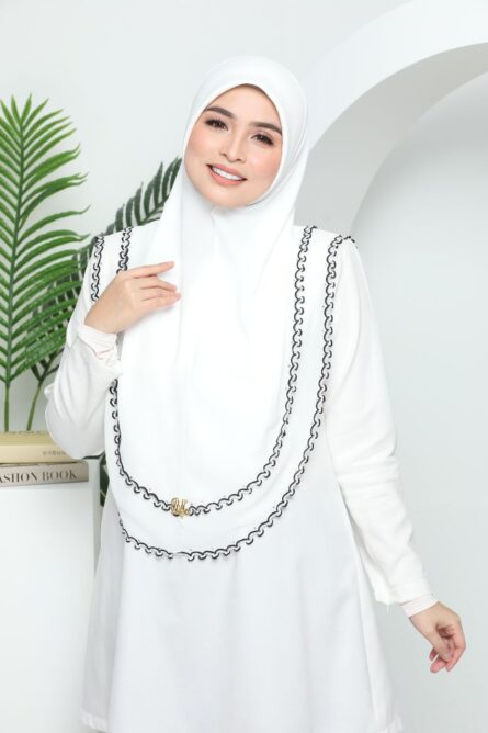 ADULT PIQU HIJAB - White